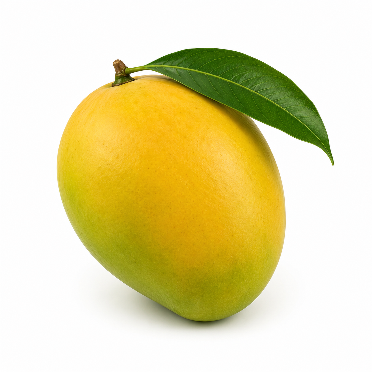 A fresh Dasheri mango on a black backdrop